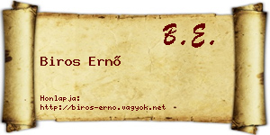 Biros Ernő névjegykártya